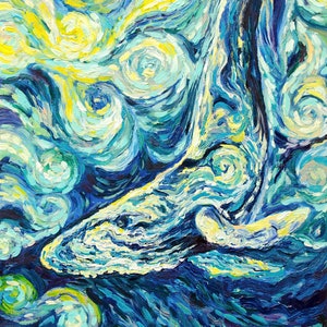 Original Whale Oil Painting: Van Gogh Inspired Impressionism