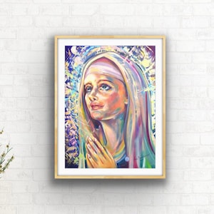Saint Claire of Assisi Portrait: Colorful Catholic Art Print (Digital Download)