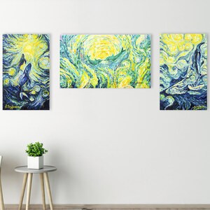 Whales and dolphins impressionistic digital art print, impressionistic style wall art, Digital download, Digital print, Printable Poster