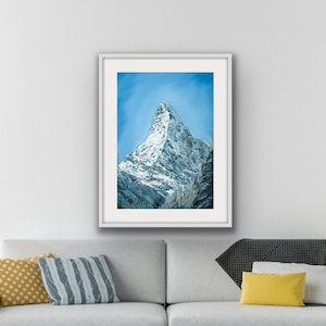 Matterhorn winter view digital art print, Matterhorn wall art, Mont Cervin wall print, Digital download, Digital print, Printable Poster