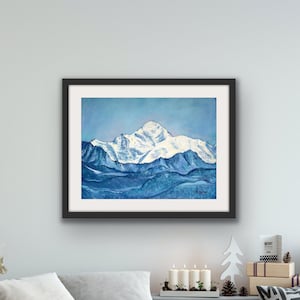 Mont Blanc digitale kunstafdruk, Mont Blanc-massief kunst aan de muur, White Mountain-muurafdruk, Digitale download, Digitale print, Afdrukbare poster