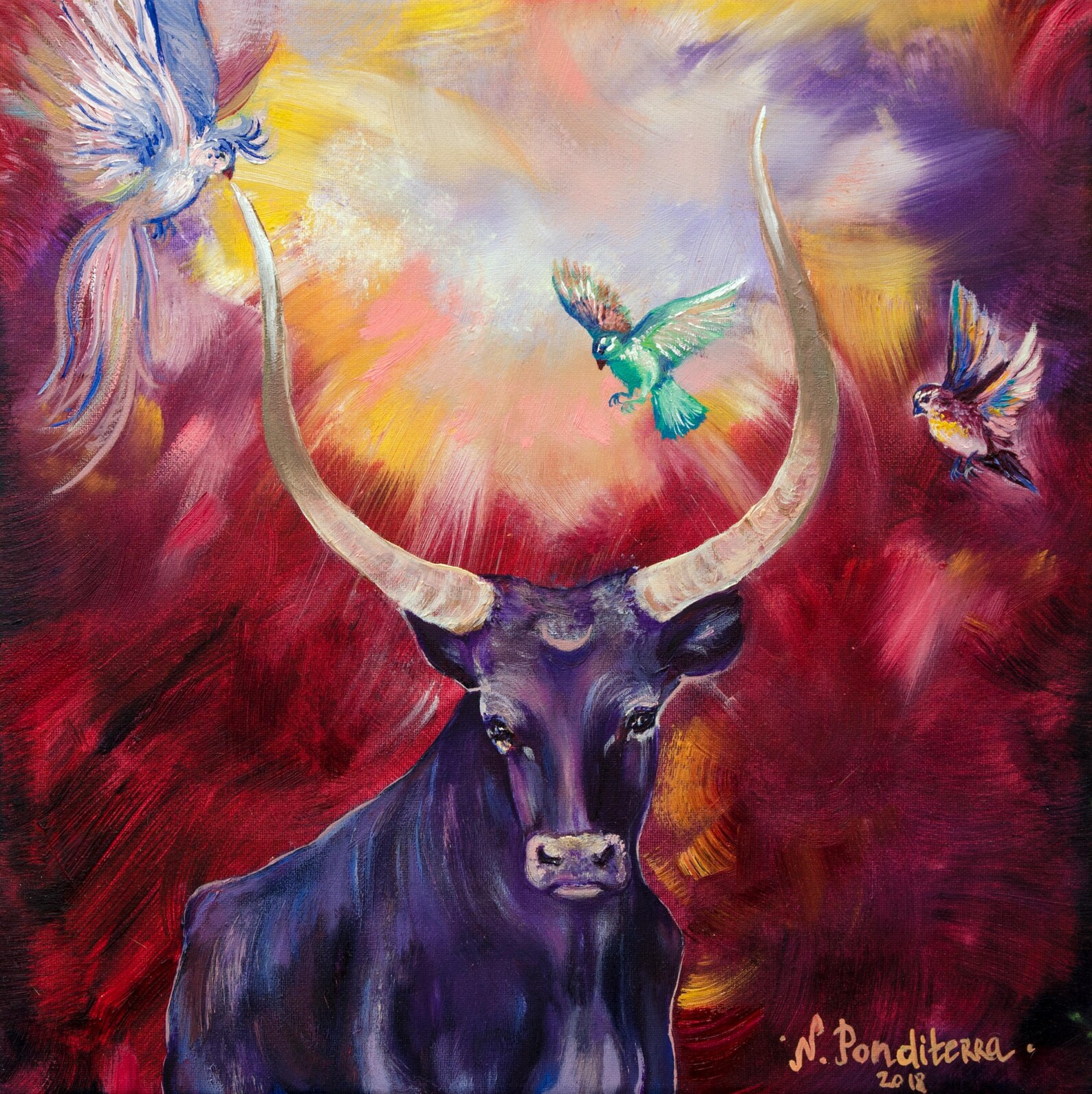 Картина маслом бык