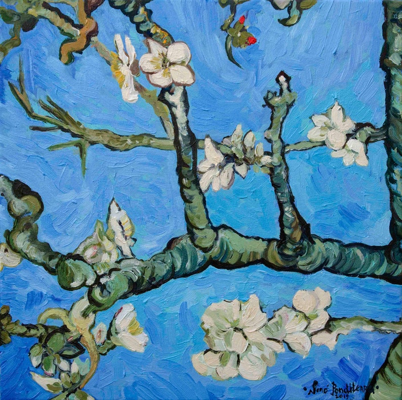 Blossoming Almond Branches Digital Art Print Flowering Almonds Van Gogh