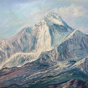 Dhaulagiri Massif Original Nepal Mountain Landscape Oil Painting Himalaya Landscape Dhaulagiri View Painting Mountain Interior Oil Painting