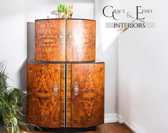 Art deco cocktail cabinet, drinks cabinet,  black and gold,vintage ,walnut, statement,-MADE TO ORDER