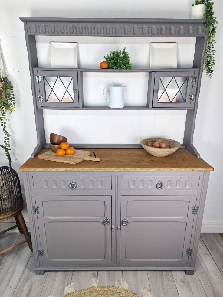 welsh dresser grey Dresser, Farmhouse,grey, Sideboard, Rustic Storage,cupboard, Sideboard, Dresser,vintage, Old Charm, Oak, how to style a welsh dresser