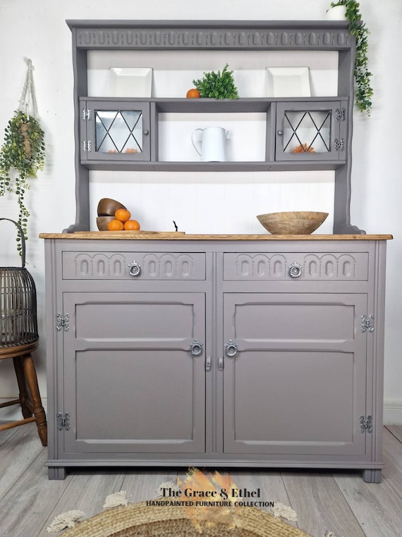 grey dresser with hutch Rustic Modern Solid Wood Sideboard / China Cabinet Hutch main image 0