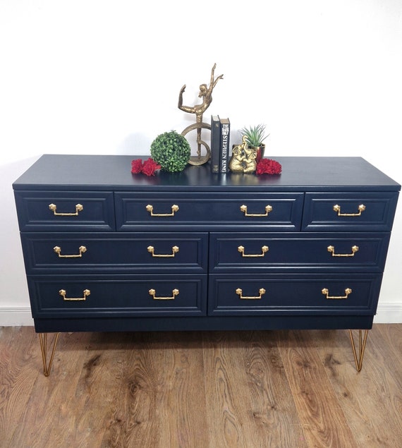 princess polly baby blue dress Antique Century Furniture Nine Drawer Chinoiserie Dresser Lacquered Naval –  Hibiscus House main image 1