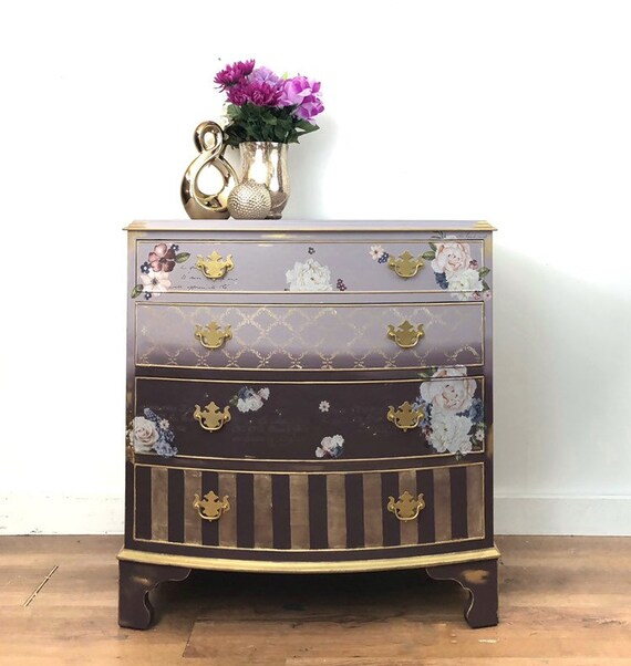 Stunning 1950 S Floral Chest Of Drawers Clothes Drawers Etsy