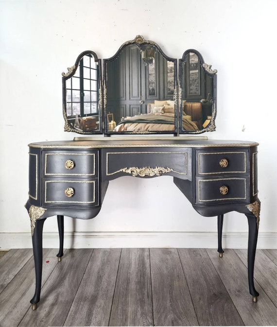 Dressing Table, Olympus, French,grey,gold,vanity Table, Statement Bedroom Furniture - Etsy Dressing Table, Olympus, French,grey,gold,vanity Table, Statement Bedroom Furniture - Etsy