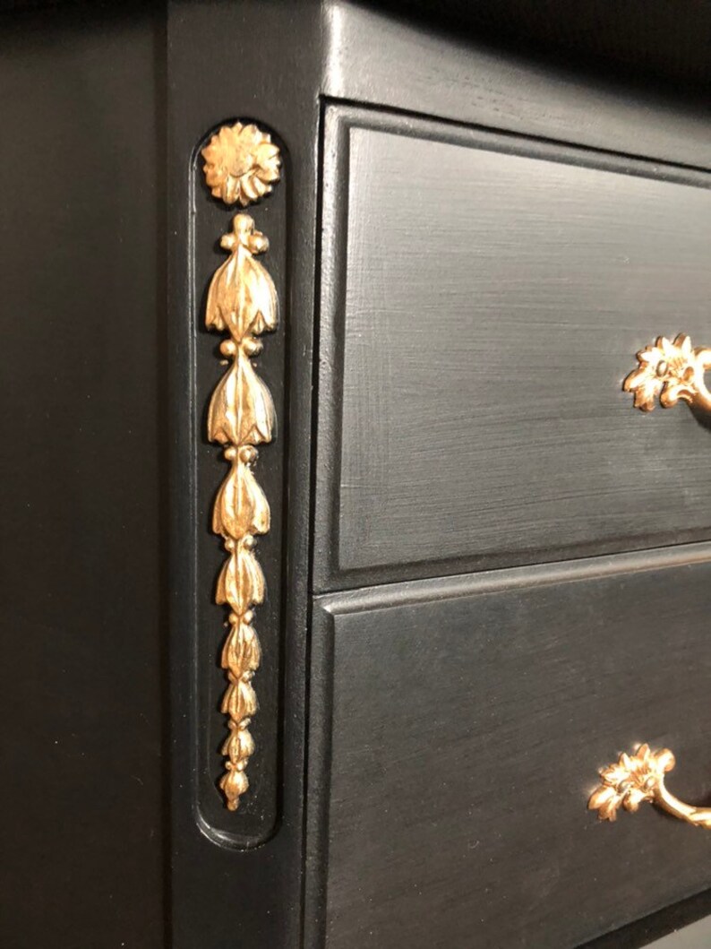 Vintage Olympus Black and Gold Triple Mirror Dressing Table Etsy UK