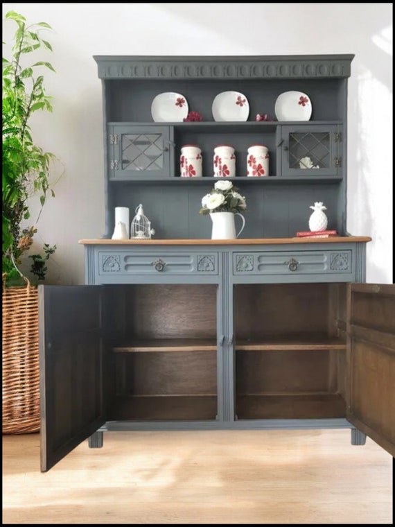 Welsh Dresser ,farmhouse, Sideboard, Oak,vintage,old Charm, Cupboard, Grey, dresser