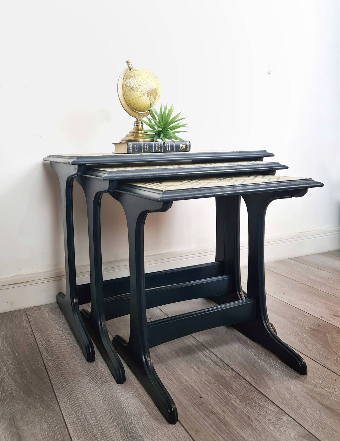 Mid century modern nest of table nest of table navy blue Etsy