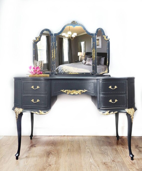 Olympus Dressing Table Dark Grey vanity Table french Furniture