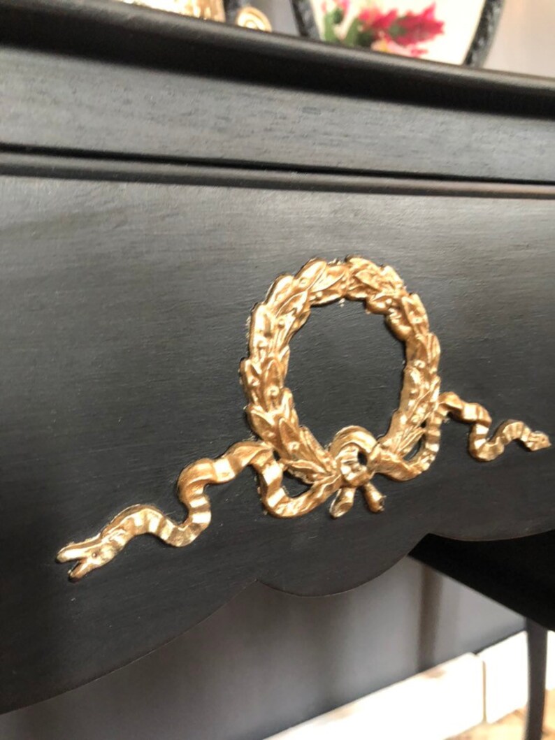 Vintage Olympus Black and Gold Triple Mirror Dressing Table Etsy UK