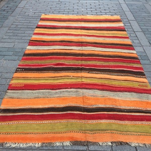 6.x.9.ft.anatolian kilim rug. wool rug. vintage rug.turkish rug..runner carpet .tribal kilim rug. floor kilim rug. area rug . free shipping