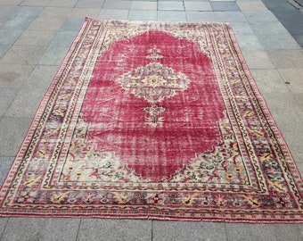 area rug.6.x.9.ft.oushak rug .turkish rug, wool rug,vintage rug,carpet rug .floor rug.anatolia rug.living room rug .Anatolian  Carpet