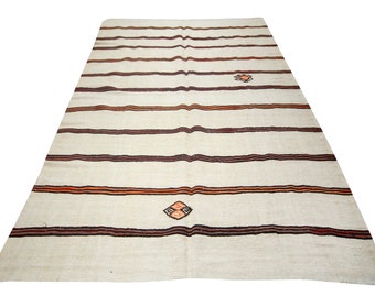 Vintage turkisk hampa kelimmatta, 1,8 x 3 meter, dekorativ matta