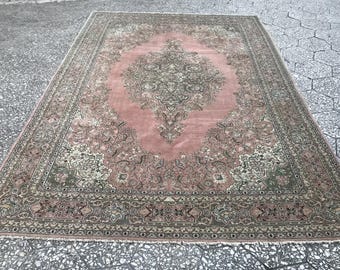 Vintage rug Oushak rug Wool Rug, 7x10 ft, Handmade rugTurkish rug Carpet rug