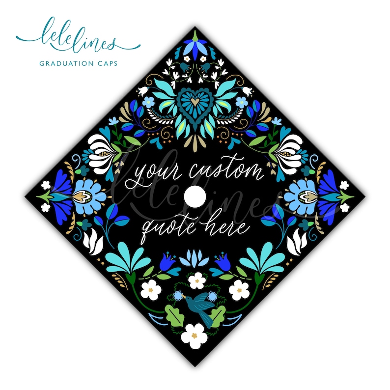 Latina Boho Floral Custom Grad Cap Topper / Mexican Flowers Printed ...