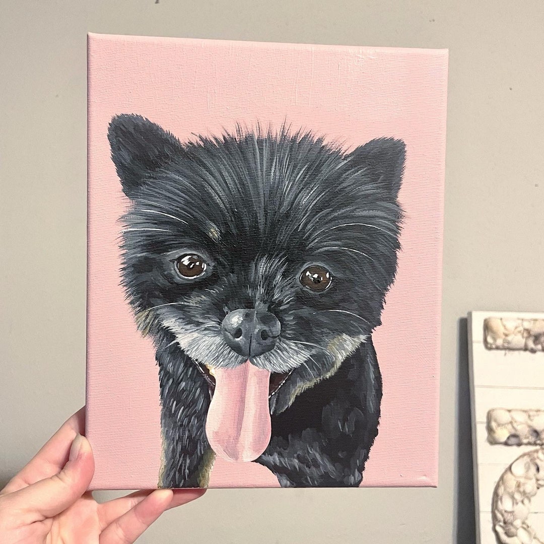 Custom Hand Painted Pet Portrait | Dog Painting | Dog Portrait | Pet ...