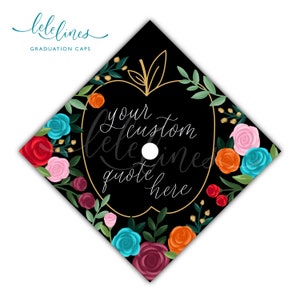Teacher Custom Grad Cap Topper / Printed Graduation Cap Topper / Education Personalized Grad Cap / Custom Quote Handlettered