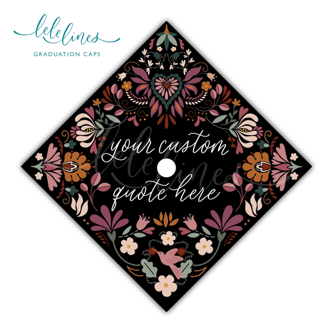 Latina Boho Floral Custom Grad Cap Topper / Mexican Flowers Printed ...