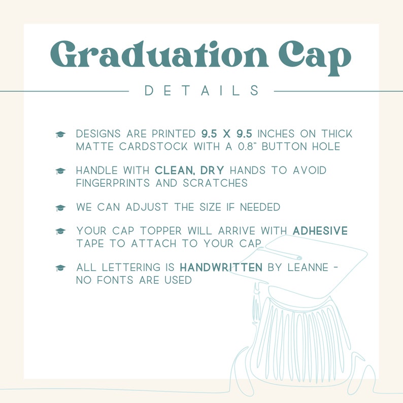 Printed Graduation Cap Topper / Latina Custom Grad Cap Topper / Mexican flowers Personalized Grad Cap / Custom Quote Handlettered image 3