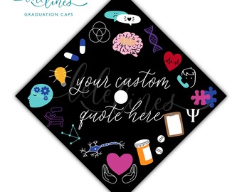Psychology Custom Grad Cap Topper/ Printed Graduation Cap / Personalized