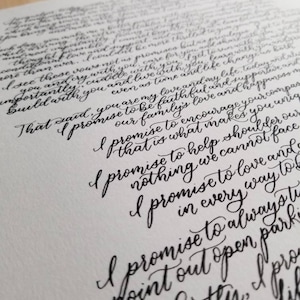 Calligraphy Wedding Vows | First Anniversary Gift | Handwritten Vows | Wedding Gift