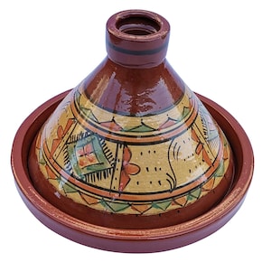 Moroccan Tajine Imlil 34 cm glazed & hand-painted | cooking for 4 - 6 people | Stew pot clay pot hand-made from Morocco | TA7066