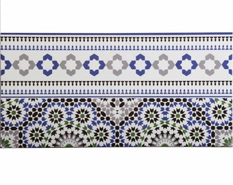 Bordo piastrella marocchina Rami 50 x 25 cm bordo rettangolare piastrellato in ceramica colorata lucida per cucina bagno FB5060
