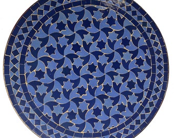 Marokkanischer Mosaiktisch Blau Stern 60cm rund marokkanischer Mosaik Beistelltisch Gartentisch Sternenhimmel Kaffeetisch aus Marokko MT2041