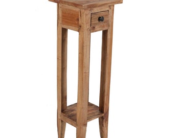 Beistelltisch Holz EMILIA Telefontisch Braun gefertigt Teak-Holz schmaler Nachttisch Flurtisch Ablagetisch für Diele Wohnzimmer Flur NUA040