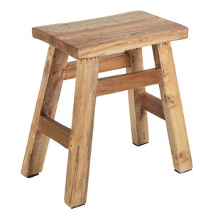 Teak stool Rocco made from recycled wooden stool, stable stool, rustic NUA034