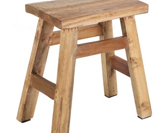Teak stool Rocco made from recycled wooden stool, stable stool, rustic NUA034