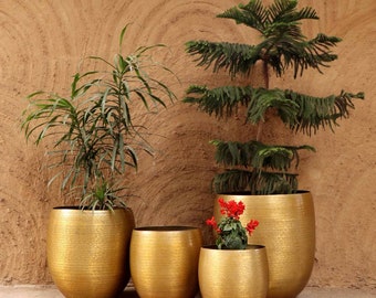 Oosterse bloempot Leon Gold van aluminium met hamerslag Boho Chic plantenpot gehamerde plantenpot bloempot planten