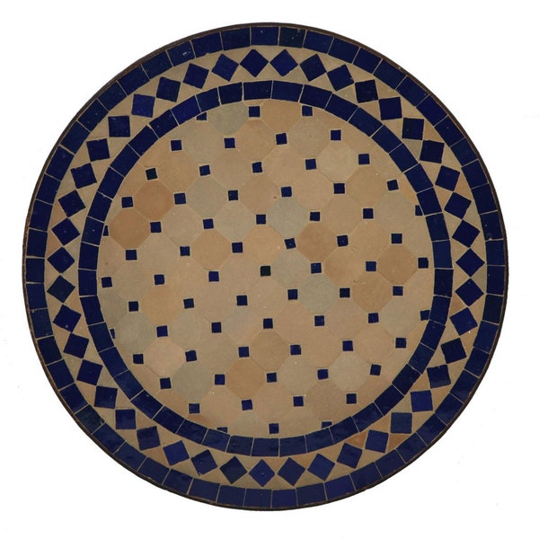 Mediterrane tuintafel Marokkaanse mozaïektafel Ø 45 cm rond blauw terracotta met frame H 50 cm salontafel mozaïek bijzettafel MT2994