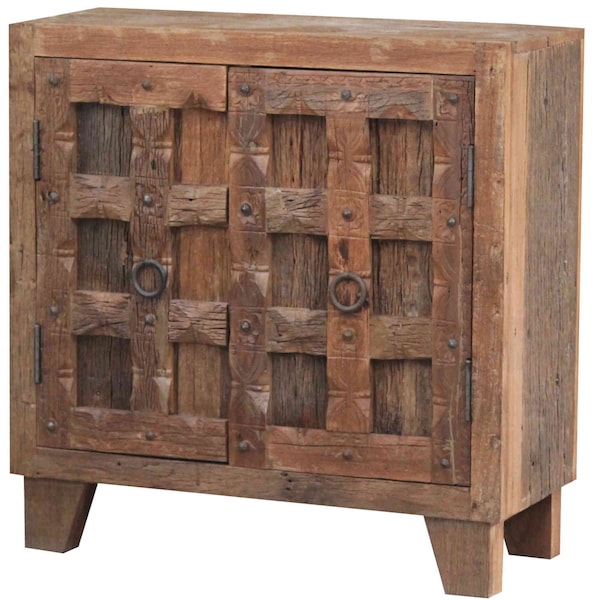 Commode orientale Sefrou 95x40x95 cm en bois massif & bois recyclé buffet sculpté porte table de chevet style colonial antique CAC70770