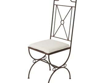 Chaise marocaine en fer Menara élégante chaise de jardin marron rouille chaise de salle à manger chaise en fer au look antique pour terrasse balcon jardin MO4040