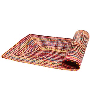 Jute Teppich Esha bunt rechteckig in 5 Größen aus Jute & Baumwolle geflochten Boho Chic Juteteppich Kurzflor Teppichläufer Hygge Orient Bild 4