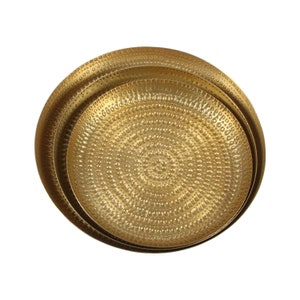 Oriental tea tray Zana Gold made of aluminum round with hammer finish Metal decorative tray hammered Ramadan serving tray table decoration image 6