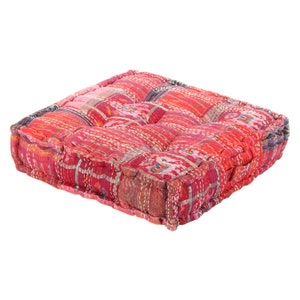 Patchwork Seat Cushion Kanthara 45 x 45 cm Boho Chic Mattress Cushion with Carry Handle Hippie Floor Cushion Colorful Mattress Cushion Chair Cushion