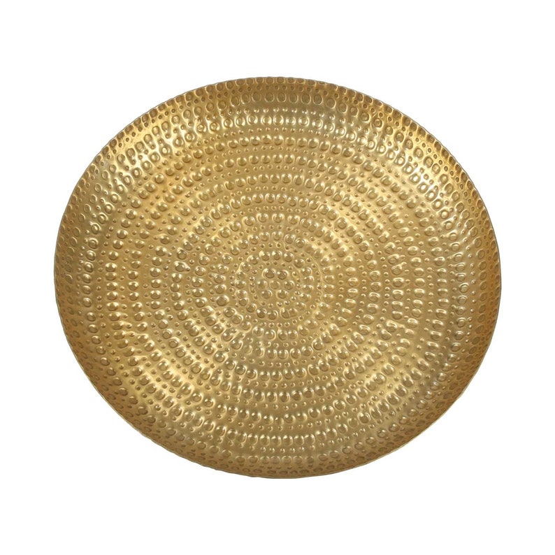 Oriental tea tray Zana Gold made of aluminum round with hammer finish Metal decorative tray hammered Ramadan serving tray table decoration 30 cm