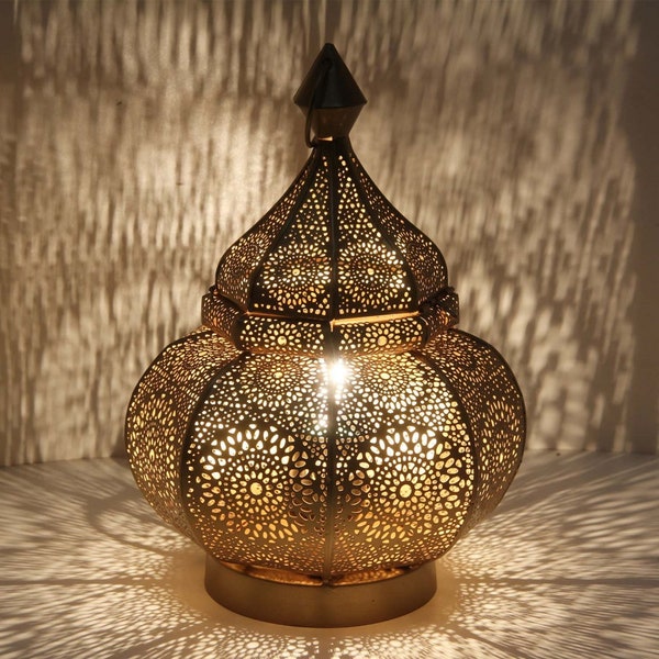 Orientalische Tischlampe Gohar Höhe 30 cm Gold E14 Nachttischlampe marokkanische Bodenleuchte Muttertag Dekoration Lampe Nachtlicht LN2090