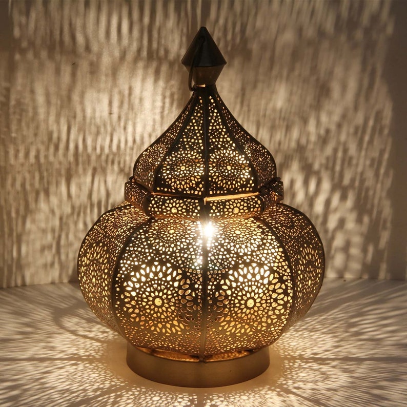 Orientalische Tischlampe Gohar Höhe 30cm in Gold E14 Fassung Weihnachten Nachttischlampe marokkanische Bodenleuchte Ramadan Eid Lampe LN2090 Bild 1