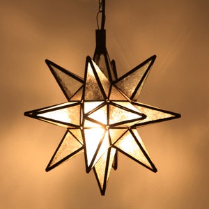 Moroccan lamp NASIMA white star lamp made of glass & iron handmade oriental hanging lamp Boho Christmas from Morocco L1807