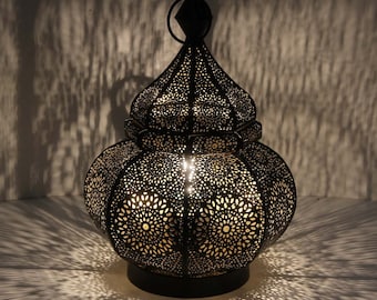 Lampe de table orientale Asif en noir hauteur 30 cm avec douille E14 lampe de table marocaine Ramadan Eid lampe décorative lampadaire LN2070