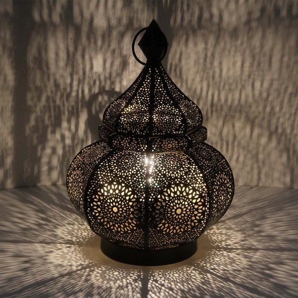 Lampe de table orientale Asif en noir hauteur 30 cm avec douille E14 lampe de table marocaine Ramadan Eid lampe décorative lampadaire LN2070