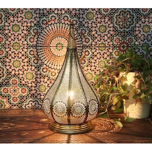 Oriental table lamp Monza in antique gold look Moroccan style 2-in-1 bedside lamp floor lamp lantern Christmas lantern | IRL610